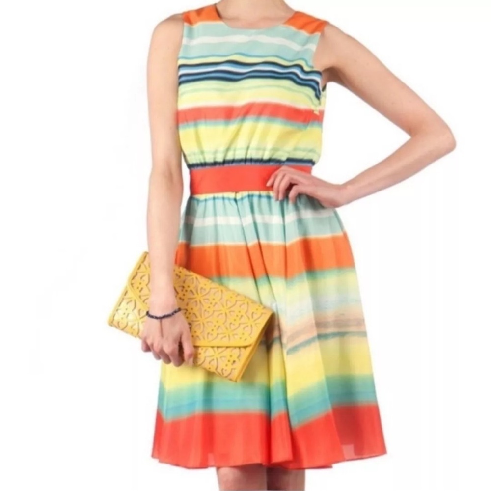 Ted Baker London Orange Yellow Sleeveless Midi Sundress
